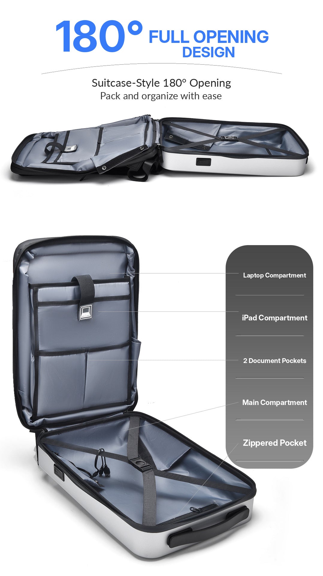 RUILU Futuristic PC Hard Shell Anti-Theft Laptop Backpack