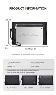 RUILU Designer Embossed Leather Men's Clutch Bag
