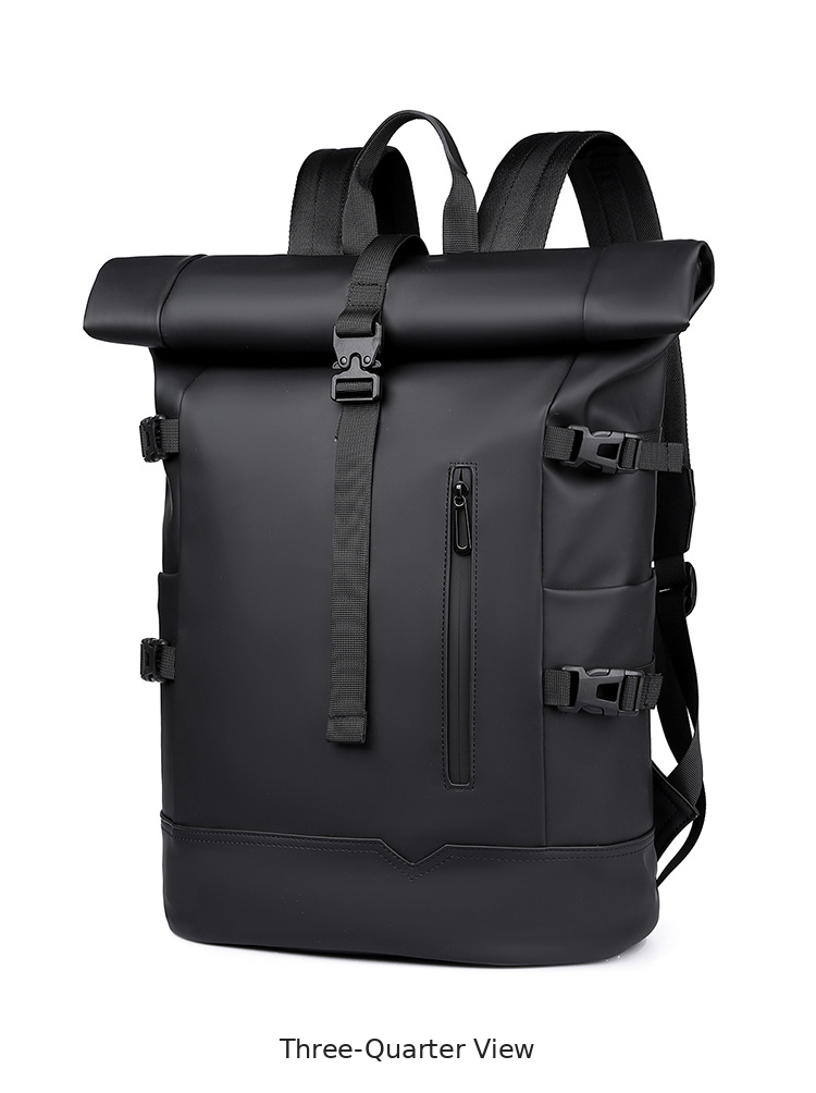 RUILU Wasserdichter Rolltop-Laptop-Reiserucksack